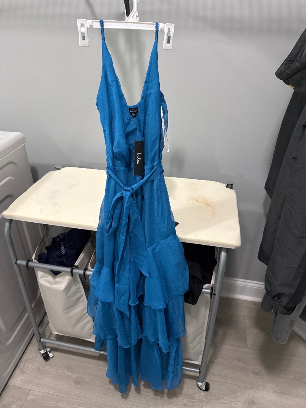 Lulus Ashanti Bright Blue Surplice Tiered Midi Dress - Size S